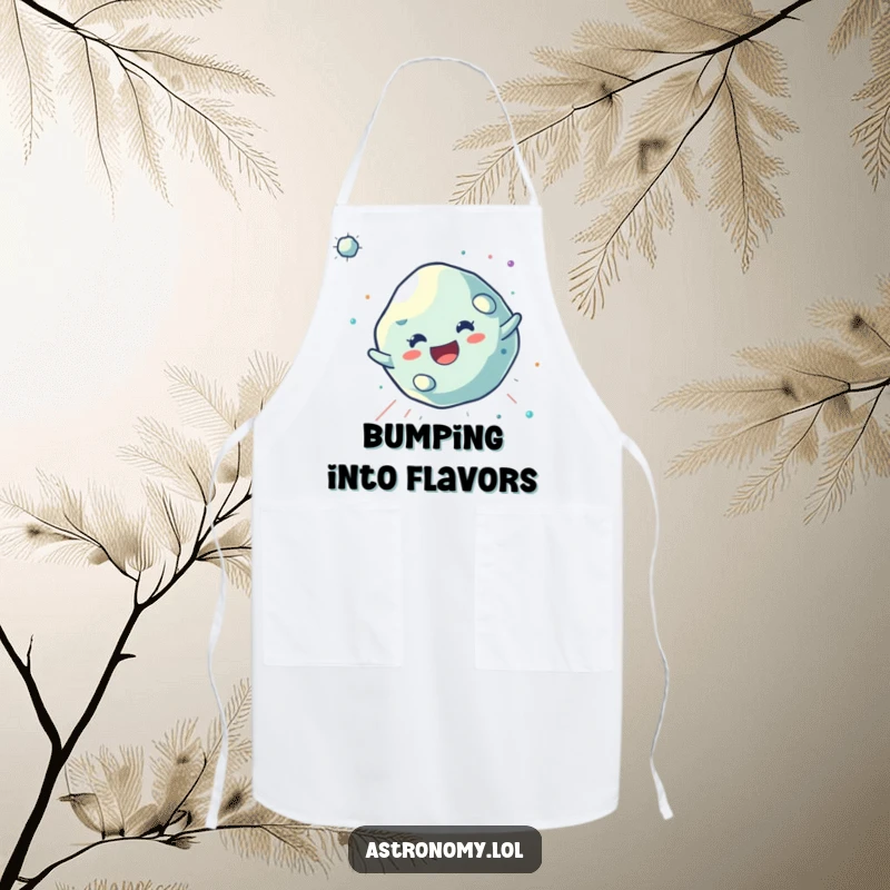 Funny Asteroid Apron featuring a joyful, tumbling character, perfect for chefs who want to add cosmic fun to their cooking.