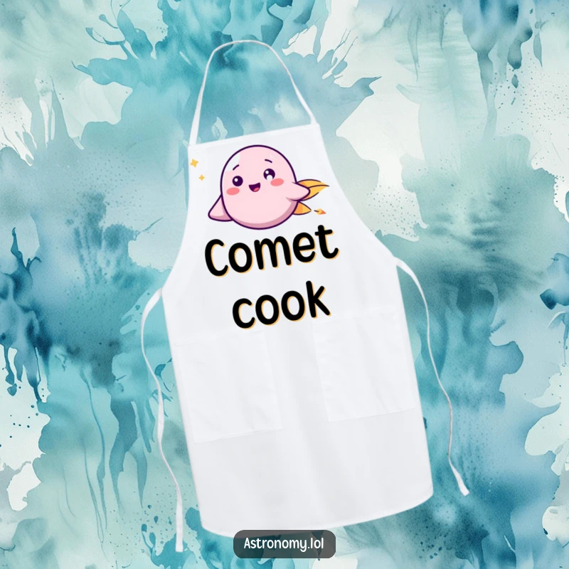 Funny Apron: A happy comet with a friendly face zooms through space, adding cheer to kitchen tasks.