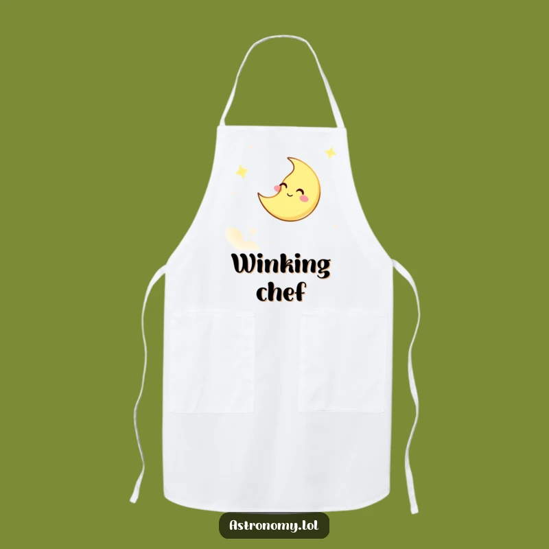 Funny Moon Chef Apron, Giggling Sky Cook, Hilarious Kitchen Wear!