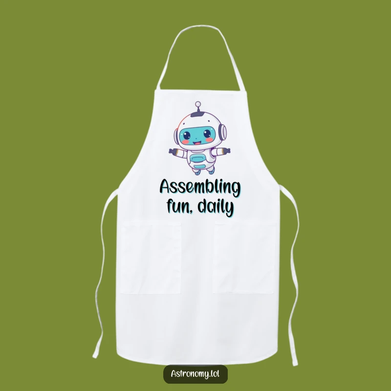 Funny Robot Companion Apron: Cook with Your Smiling AI Chef, Great Kitchen Gift