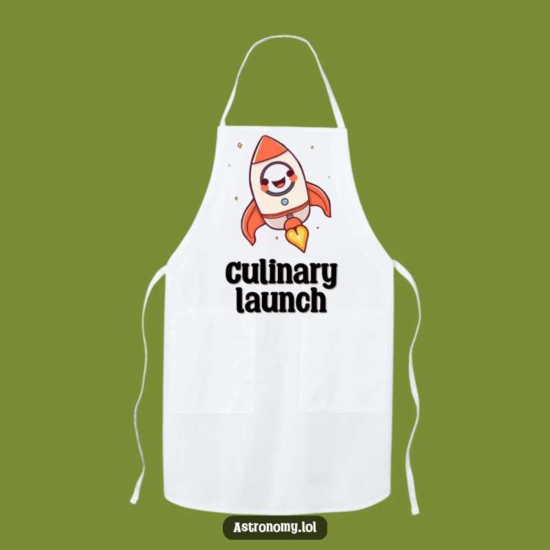 Funny Rocket Ship Apron: Happy Blasting Off Chef Kitchen Gift