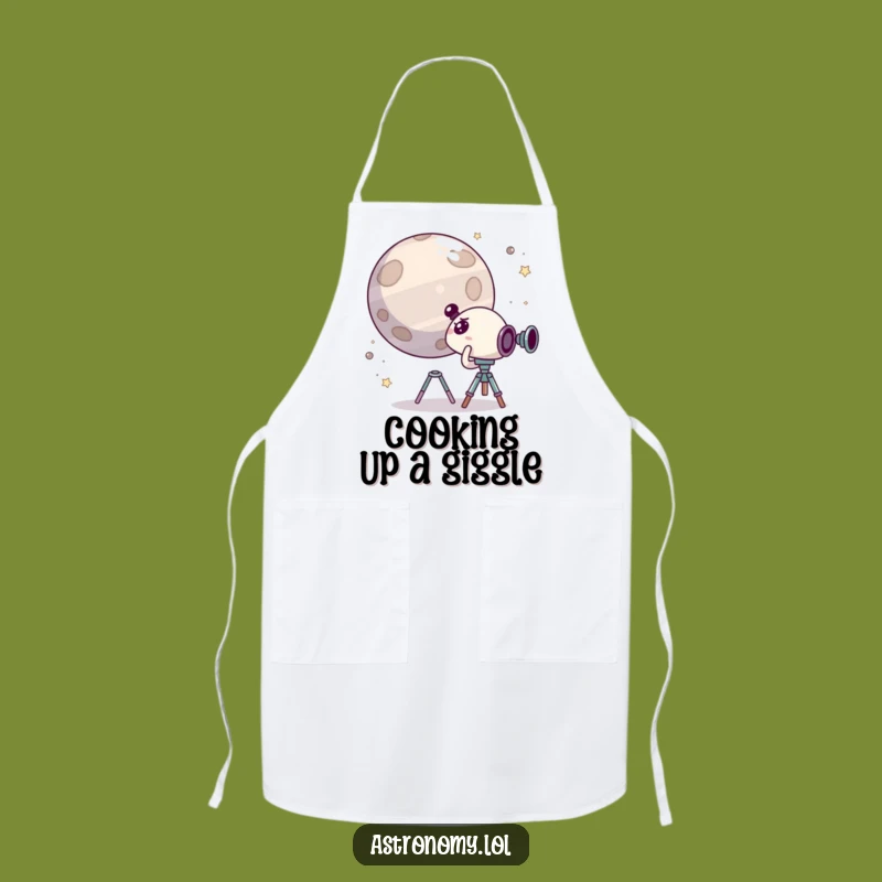 Funny Space Apron: Surprised Character Sees Giggle Planet, Kitchen Funny Gift