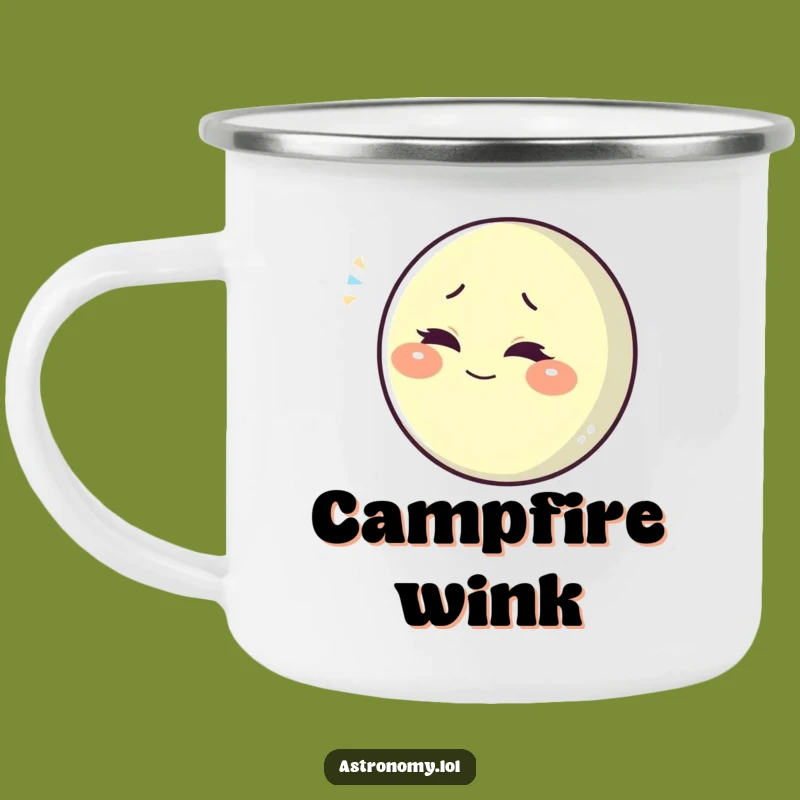 Funny Winking Moon Camping Mug: Playful Celestial Outdoor Gift