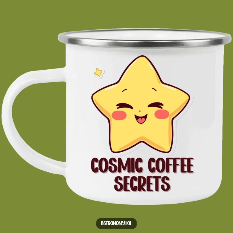 Funny Giggling Star Camping Mug: Winking Star Enamel Mug, Ideal Funny Gift