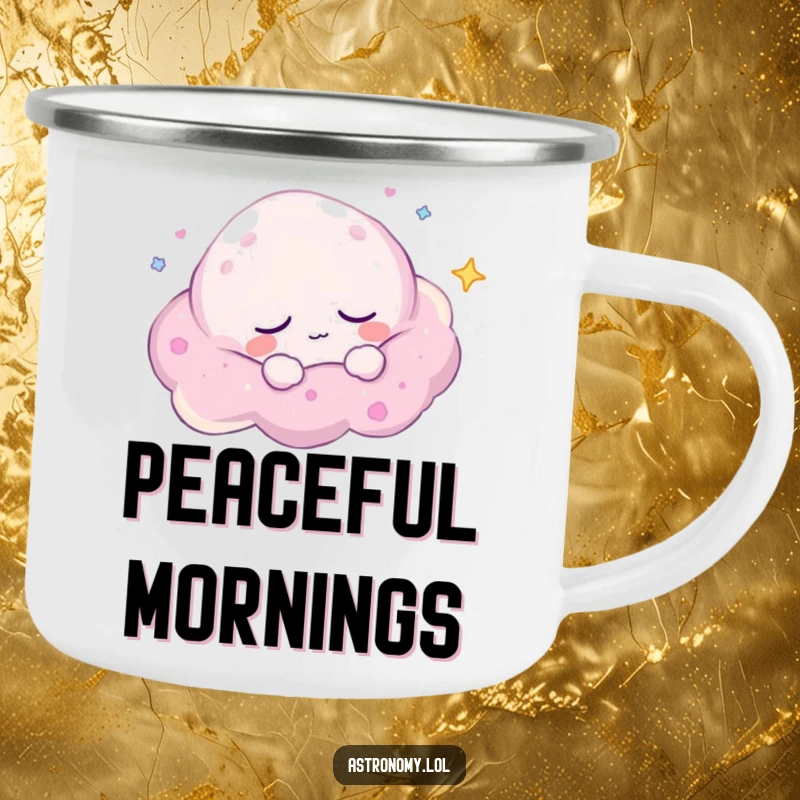 Funny Camping Mug: A Sleepy Nebula Character Drifting Peacefully, perfect for relaxed outdoor adventures. A great funny gift.