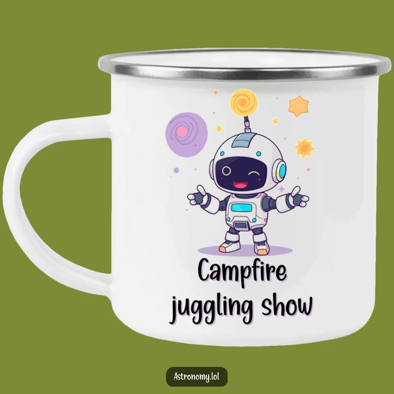 Funny Robot Juggling Galaxies Camping Mug Outdoor Fun Gift