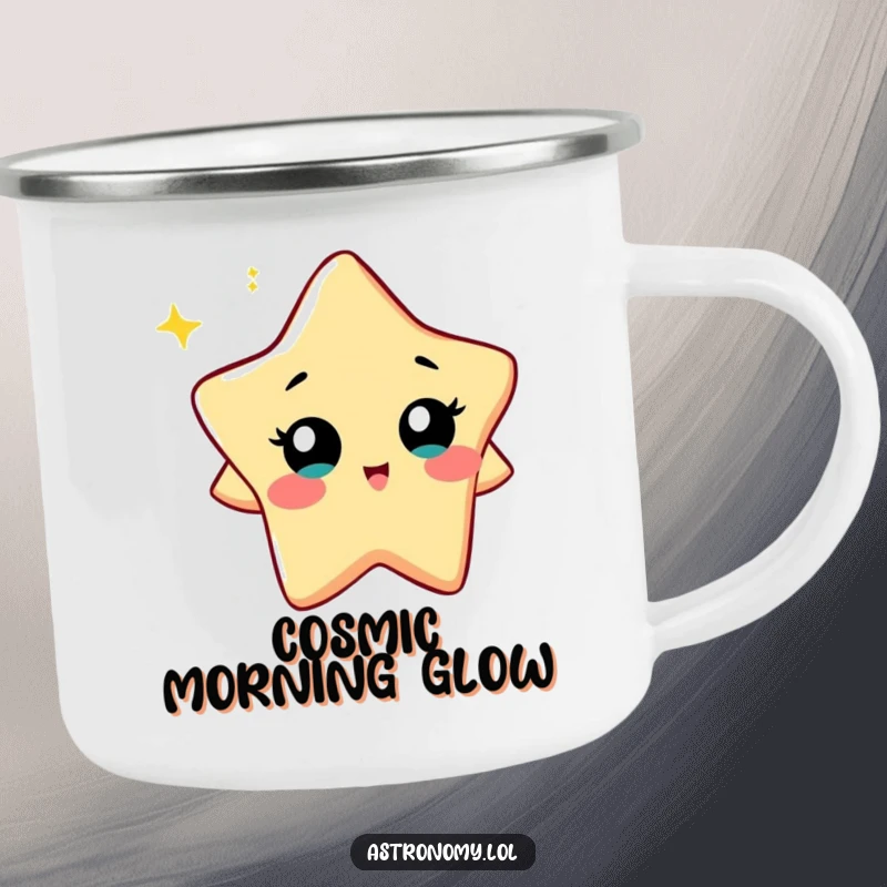 Funny Camping Mug: A Curious Star Character Twinkling Playfully, perfect for outdoor adventures and cozy drinks. A great funny gift.