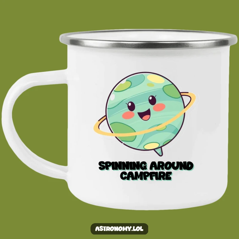 Funny Cheerful Planet Camping Mug: Spin into Adventure Outdoors