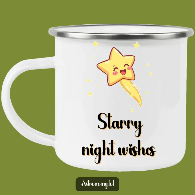 Funny Star Camp Mug, Joyful Sparkle Enamel Cup, Outdoor Hilarious Fun!