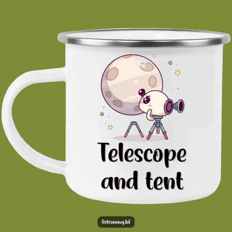 Funny Space Camping Mug: Surprised Character Sees Giggle Planet, Outdoor Funny Gift