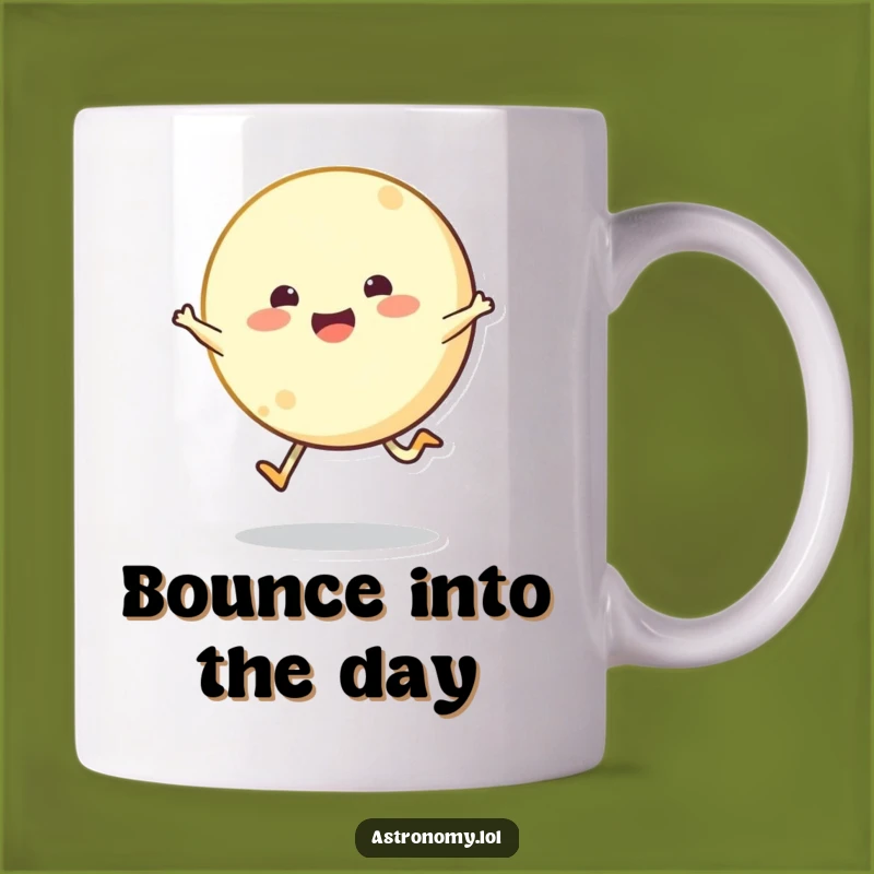 Funny Bouncing Moon Mug - Delighted Space Character Gift for Fun Lovers