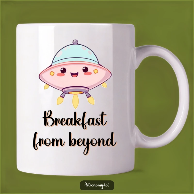 Funny UFO Mug: Jolly Hovering Character with Blinking Lights, Great Gift