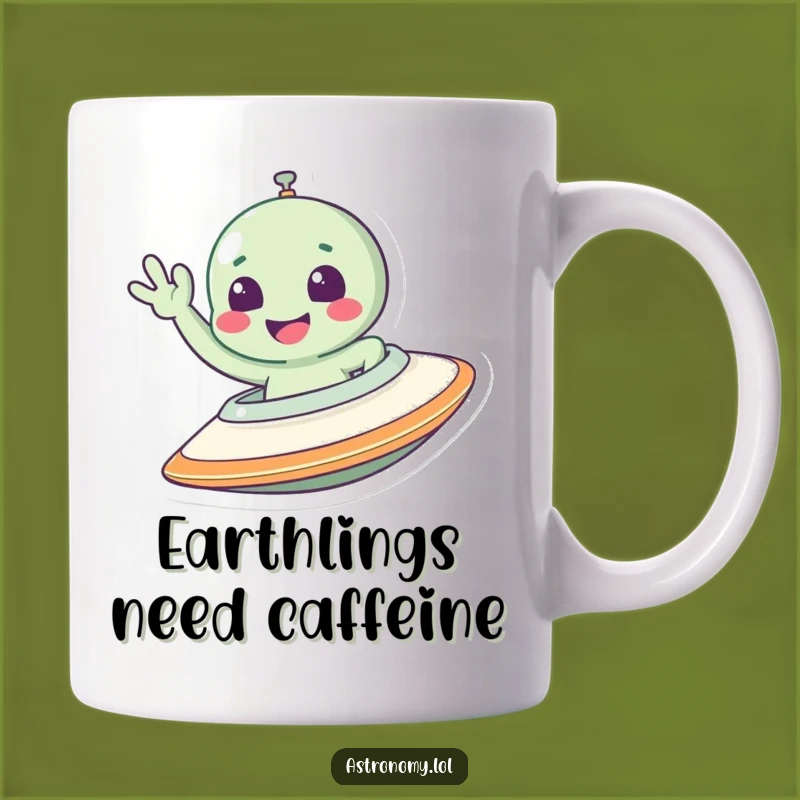 Funny Alien Spaceship Mug: Waving Extraterrestrial, Perfect Funny Gift