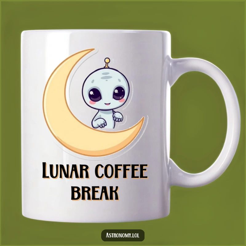 Funny Alien Mug: Mischievous Moon Peeker Gift for Space Fans