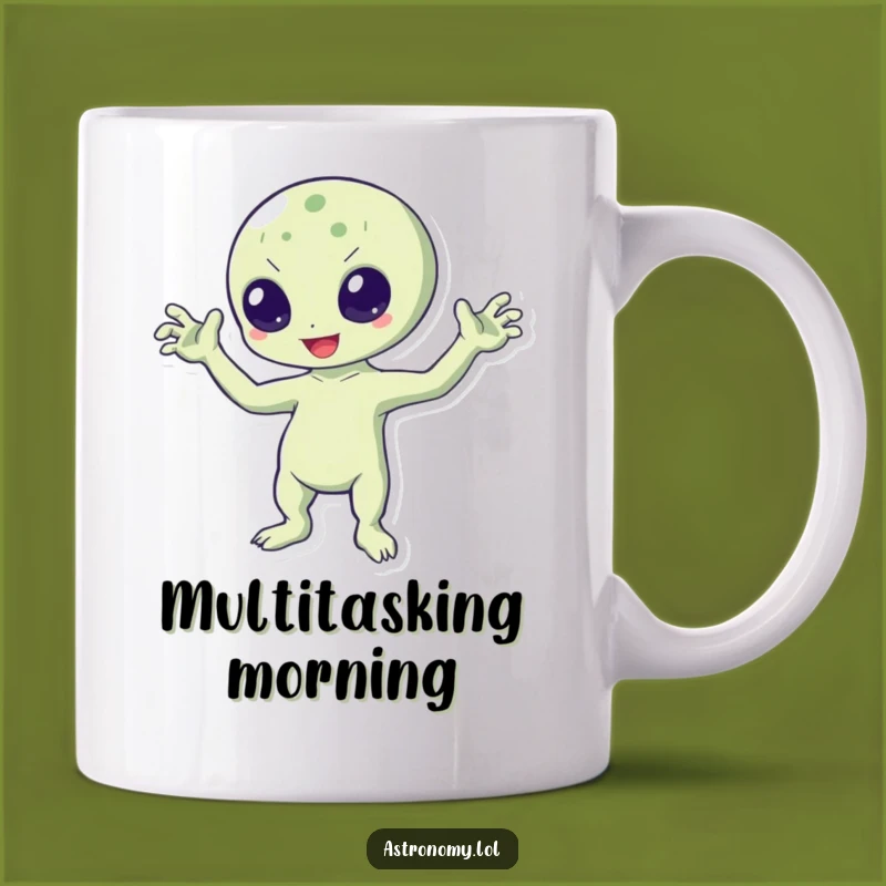 Funny Bouncing Alien Mug: Waving Three Arms Gift for Sci-Fi Fans