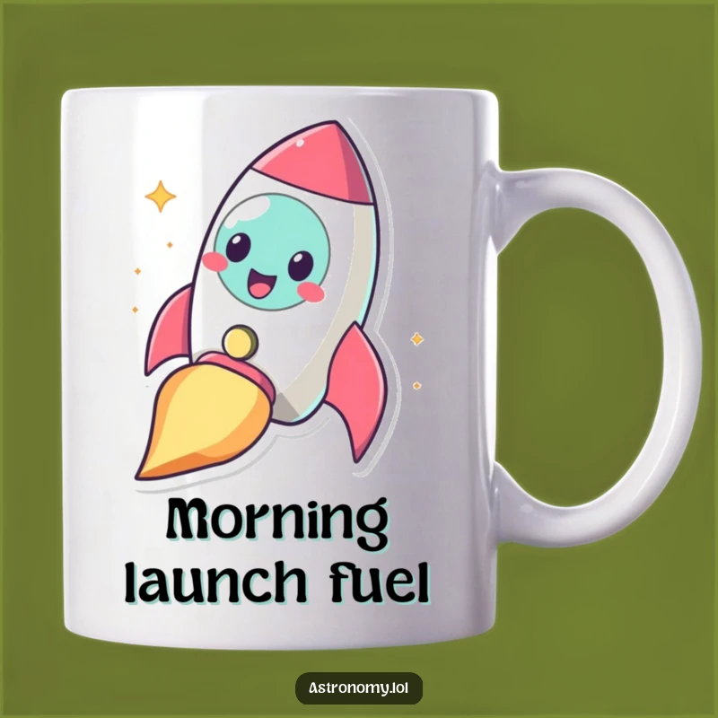 Funny Cheerful Rocket Mug: Blasting Off with Smile Space Gift