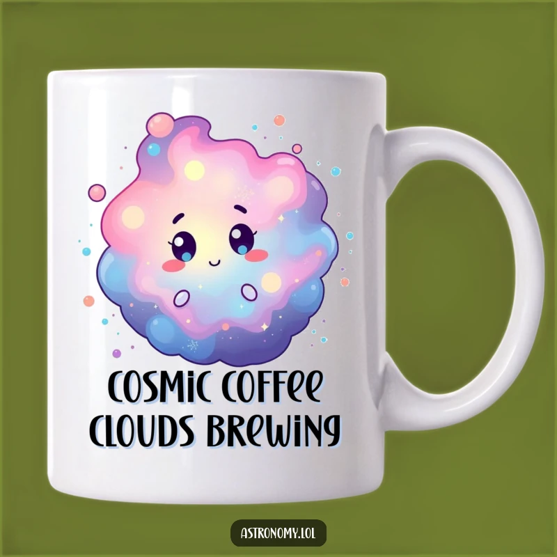 Funny Curious Nebula Mug: Swirling Cosmic Dust Character, Perfect Gift
