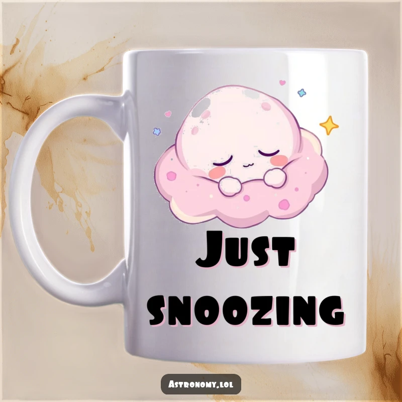 Funny Mug: A Sleepy Nebula Character Drifting Peacefully through Space, conveying tranquility and calm. An ideal gift.