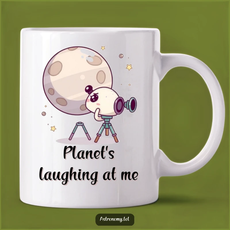 Funny Space Mug: Surprised Character Sees Giggle Planet, Hilarious Gift for Astronomers