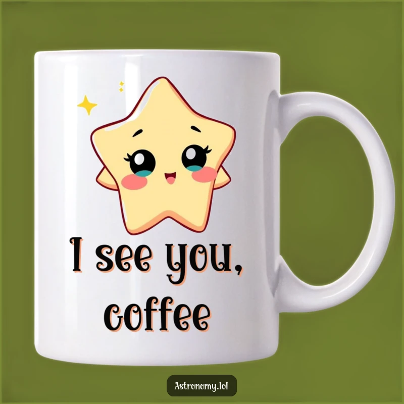 Funny Twinkling Star Mug: A Curious Character's Playful Sparkle - Perfect Gift!