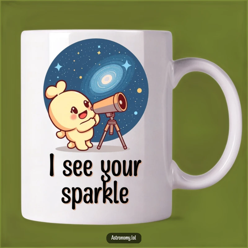 Funny Curious Telescope Peering at Galaxy Mug - Perfect Outer Space Gift
