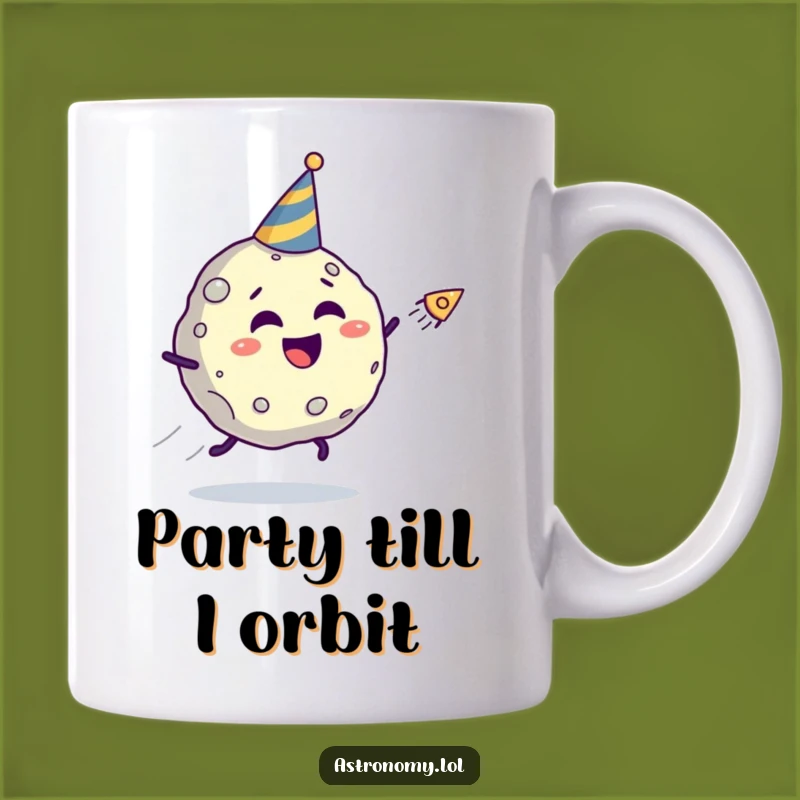 Funny Asteroid Party Mug - Giggling Comet Chase Gag Gift