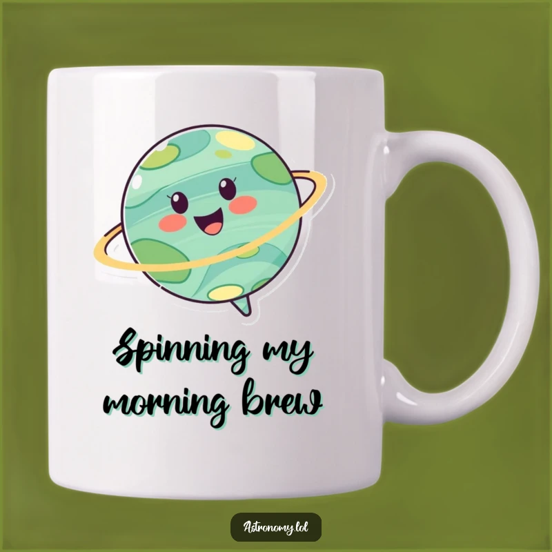 Funny Cheerful Planet Mug: Spin with Joyful Cosmic Energy Gift