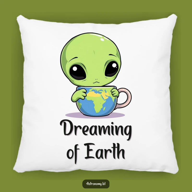 Funny Alien Earth Mug Pillow - Comfy Cosmic Gag Gift