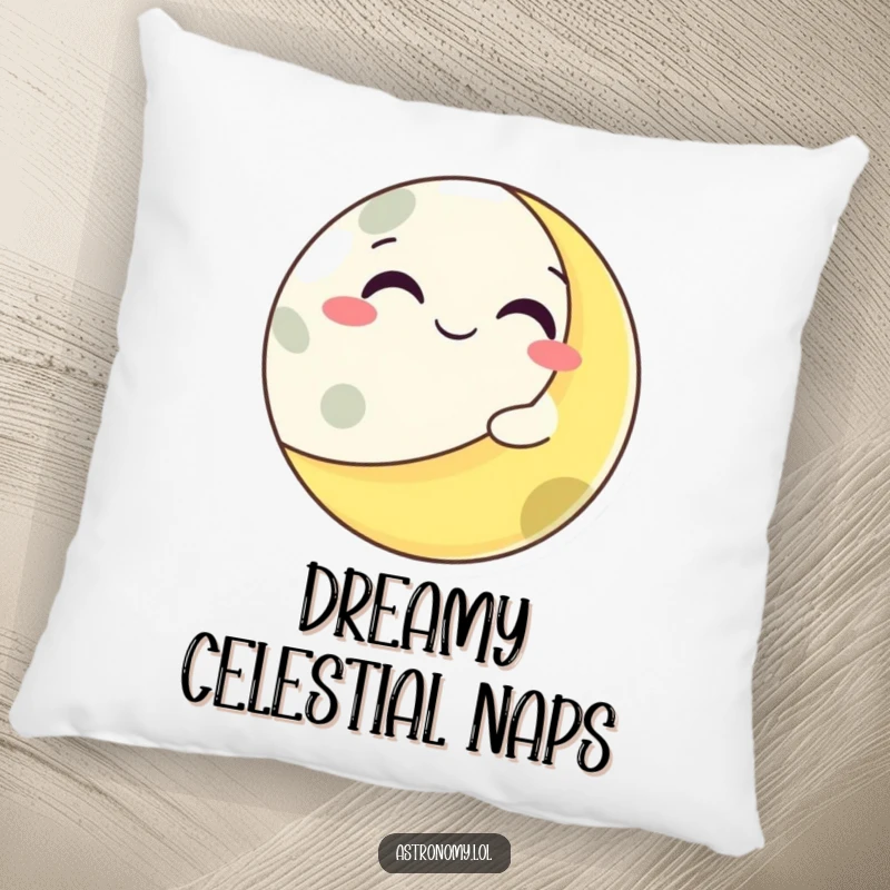 Funny grinning moon character peeking and winking from behind a soft, rounded planet, offering comfort and cosmic fun.