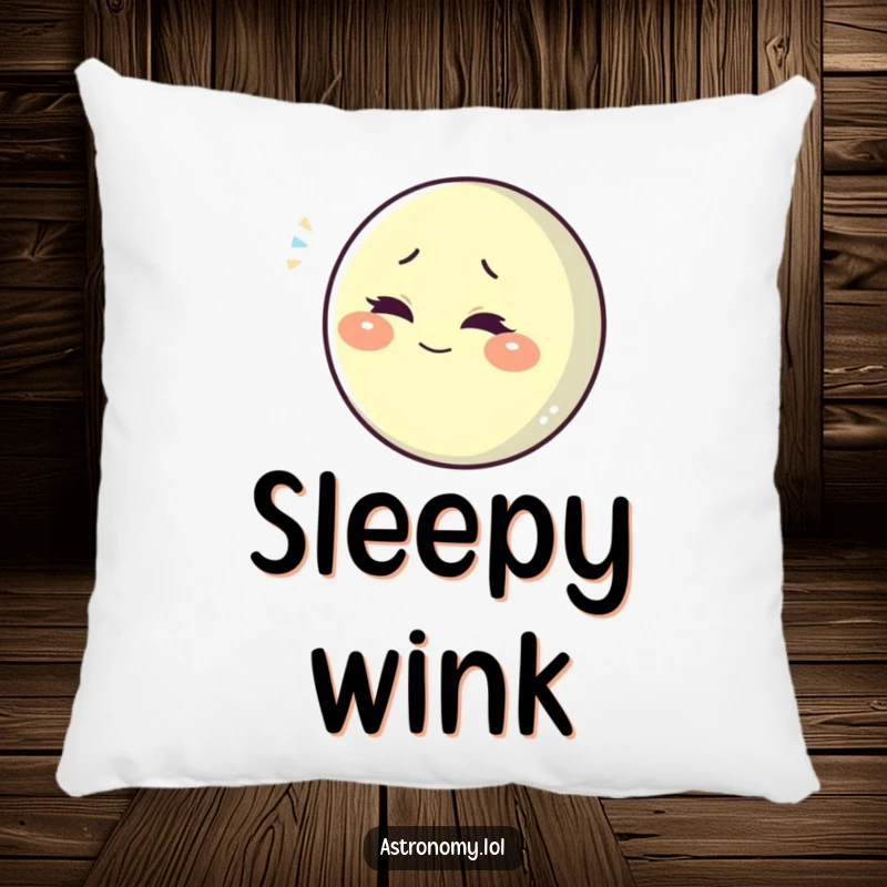 Funny playful moon character winking slyly, a soft and humorous pillow for lounging.