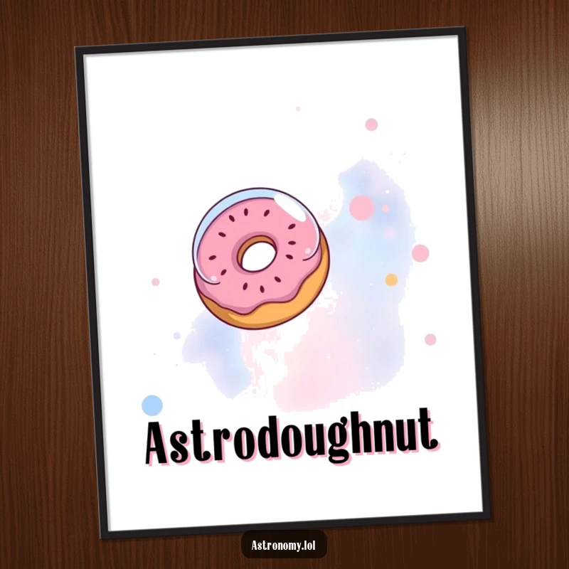 Funny digital art: A donut with an astronaut helmet floating in a nebula, capturing cosmic sweetness and humor.