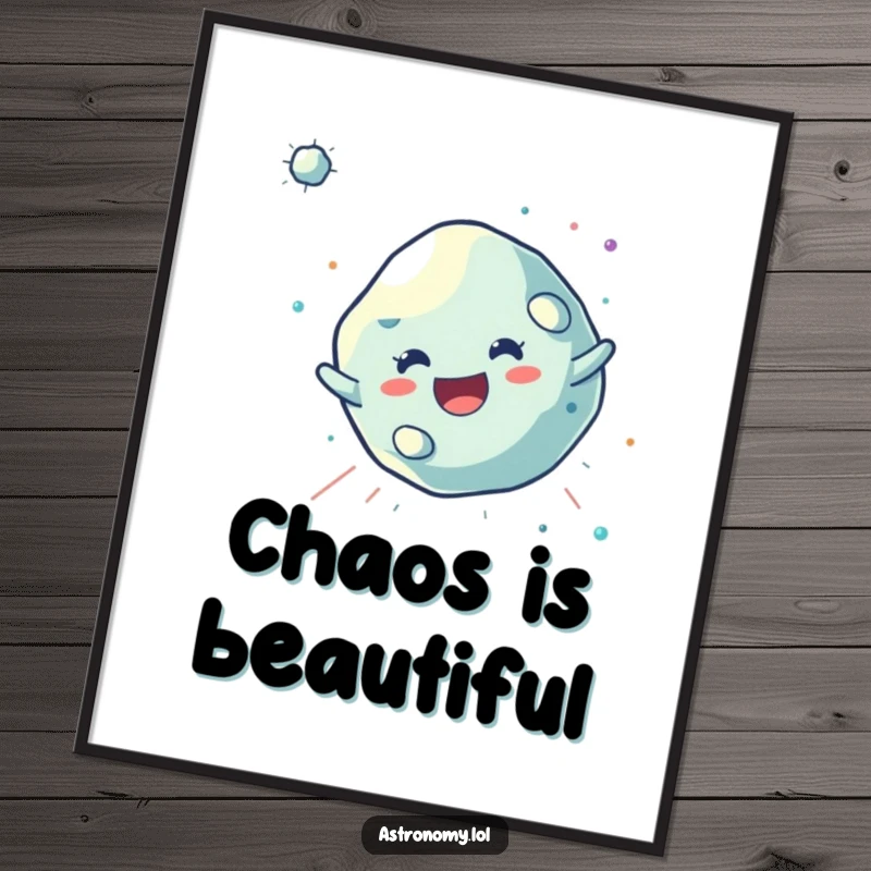 Funny Asteroid Digital Art Print of a joyful, tumbling character, delivering instant cosmic fun and playful decor.