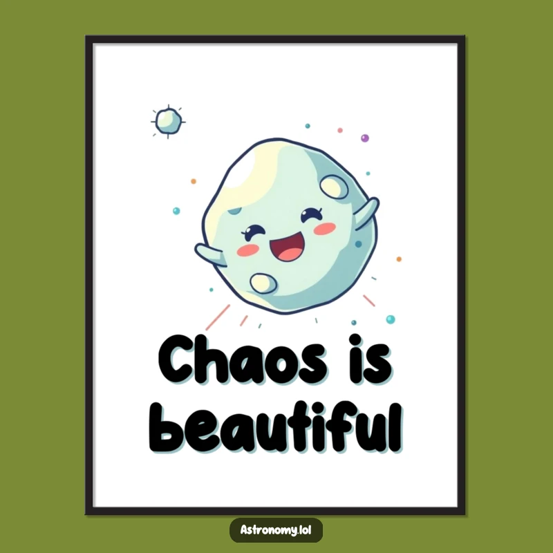 Funny Asteroid Digital Art: Joyful Tumbler Character, Instant Cosmic Decor