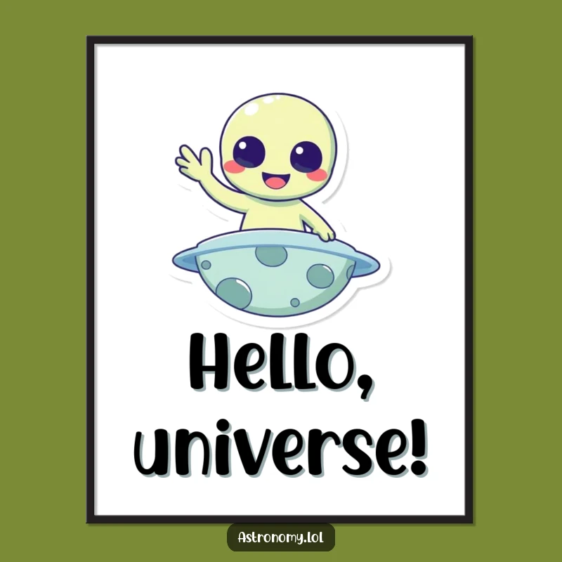 Funny Alien Digital Art Print: Cheerful Planet Dweller Decor Gift