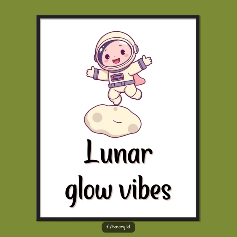 Funny Astronaut Bouncing on Moon Digital Art Print Download