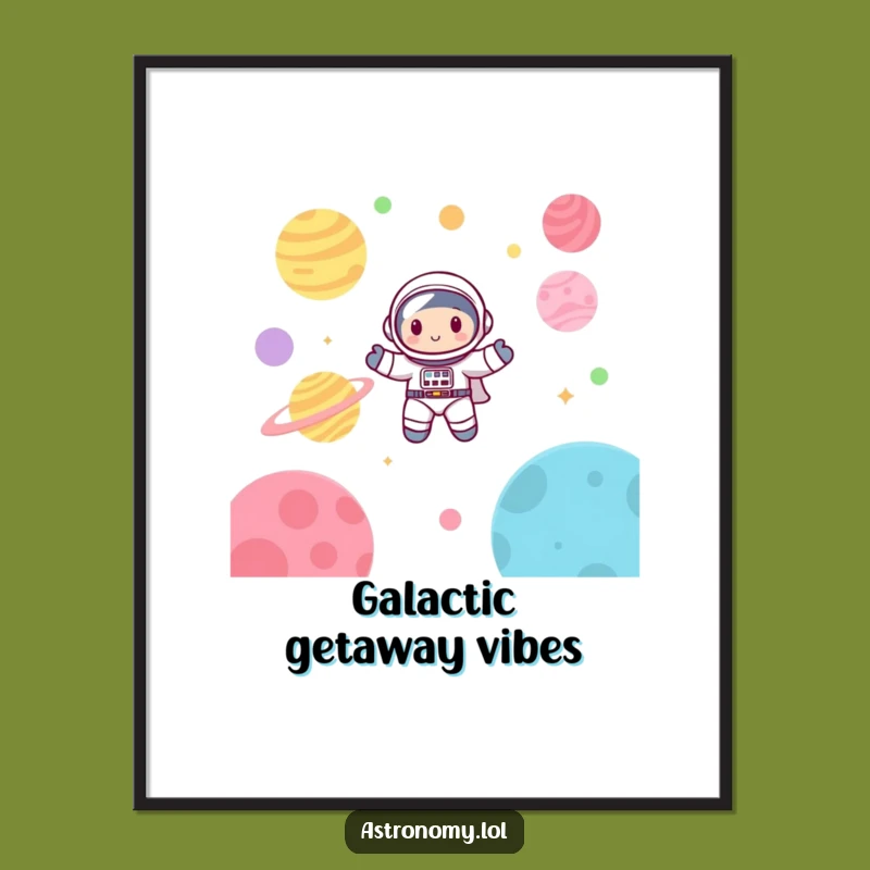 Funny Astronaut Digital Art Print: Cute Space Wall Decor, Gift