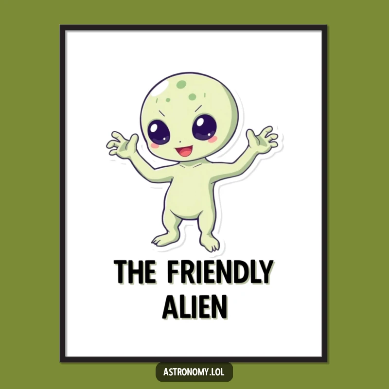 Funny Bouncing Alien Digital Print: Three-Armed Wave Art for Instant Fun