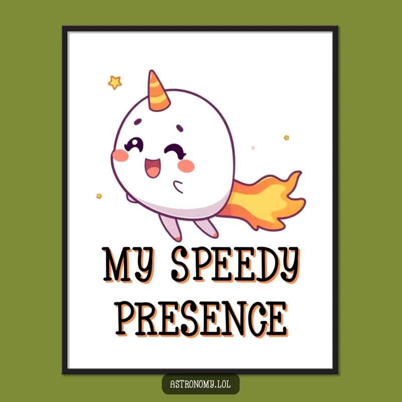 Funny Comet Digital Art: Zippy Fiery Tail Character Print Gift