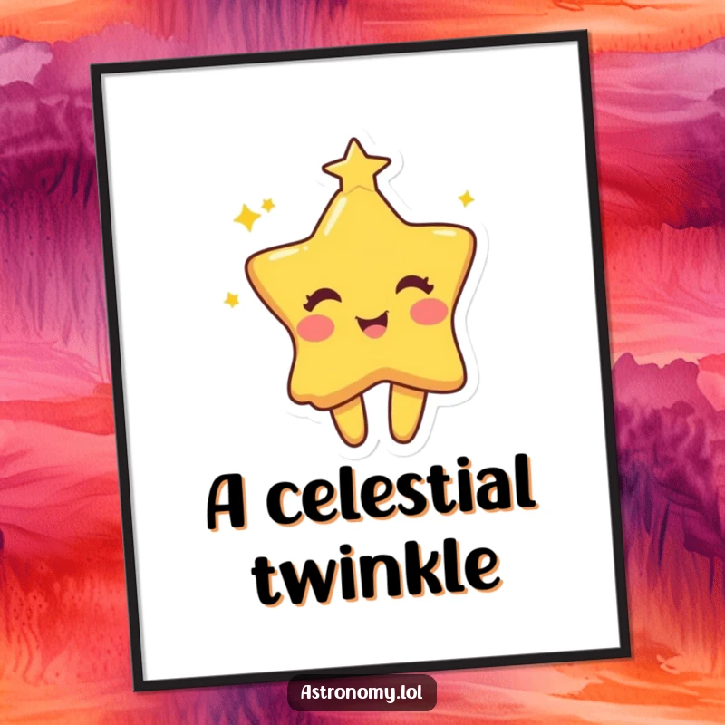 Funny star digital art print of a playful character twinkling with mischievous joy, designed to add whimsical charm.