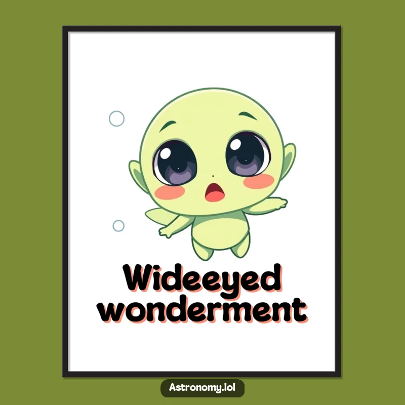 Funny Surprised Alien Floating Digital Art - Instant Cosmic Reactions!