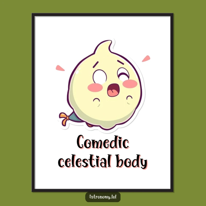 Funny Surprised Comet Digital Print: Laughter Tail Celestial Art Gift