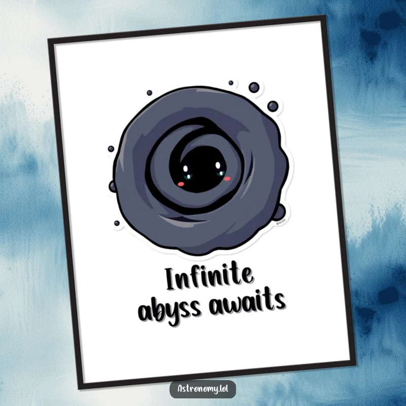 Funny Black Hole Digital Art Print of a curious character with a swirling vortex, offering instant cosmic humor and a captivating visual experience.