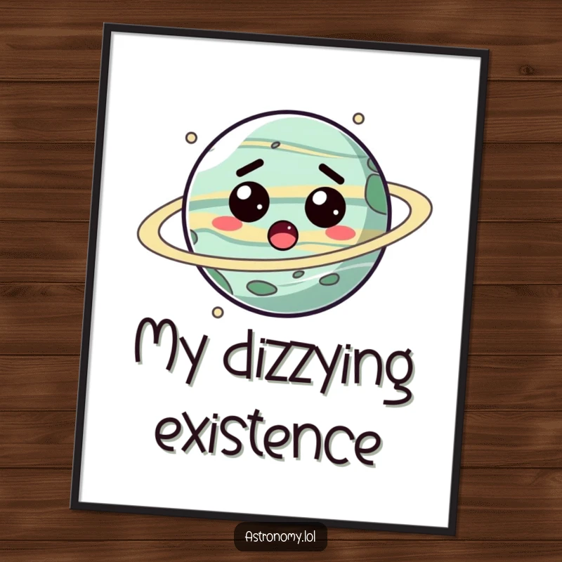 Funny planet digital art print of a stylized, surprised character spinning, ready for instant download and display.