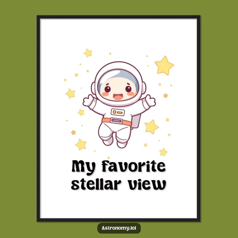 Funny Astronaut Digital Art: Joyful Floating Character Starry Print Gift