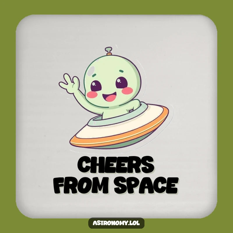 Funny Alien Drink Coaster: Waving Spaceship Decor, Perfect Gift
