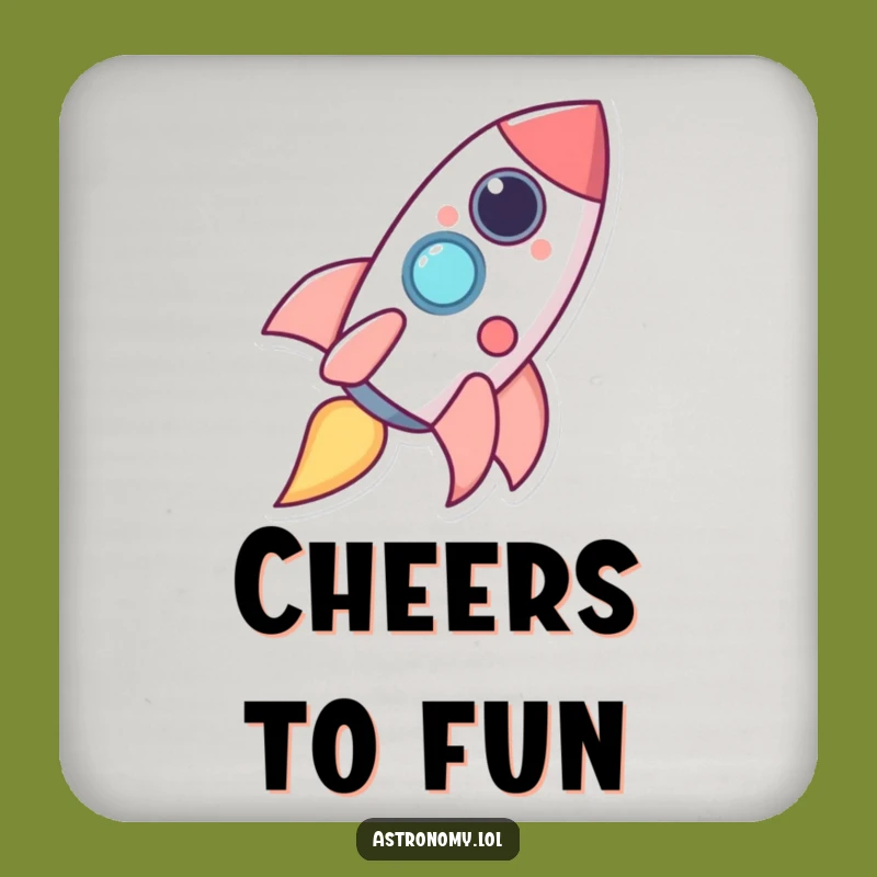 Funny Happy Rocket Giggles Coaster - Protect Surfaces with Humor!