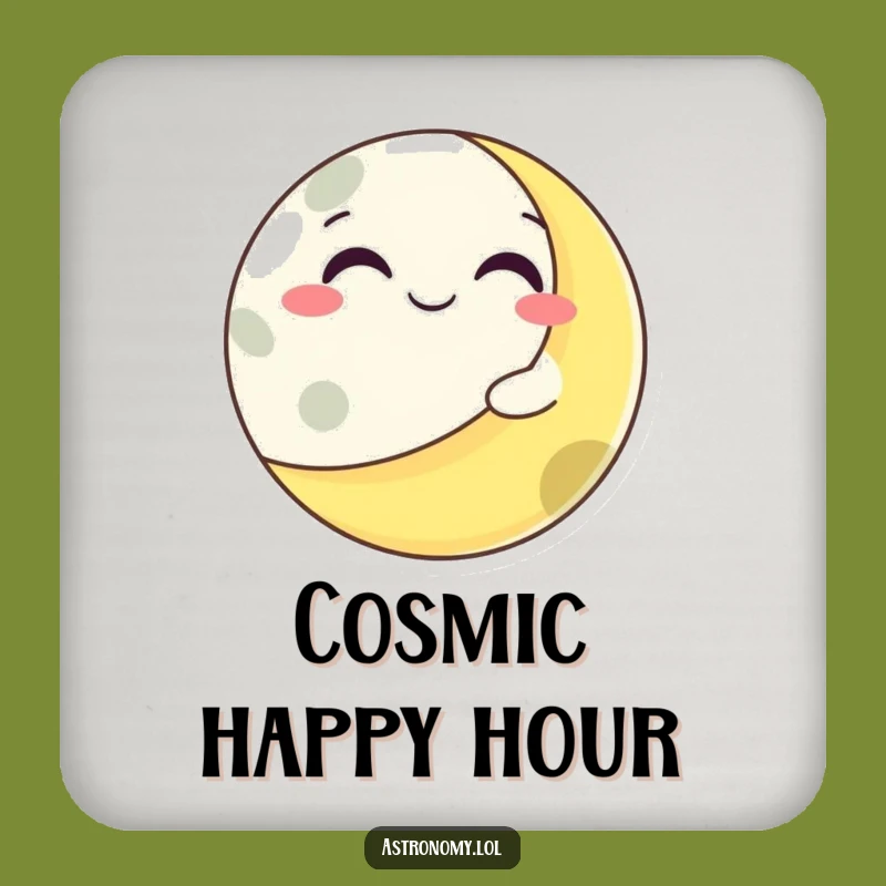 Funny Grinning Moon Winking Planet Coaster - Protect Surfaces with Humor!