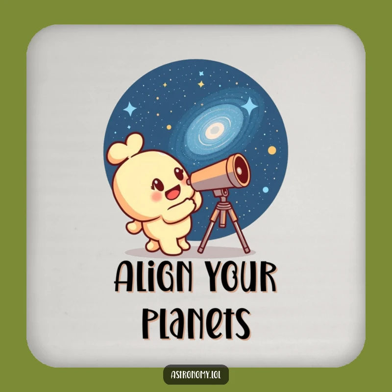 Funny Curious Telescope Coaster - Protect Surfaces Galaxy Style