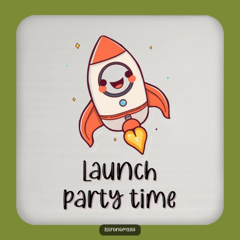 Funny Rocket Ship Coaster: Happy Blasting Off Surface Protector Gift