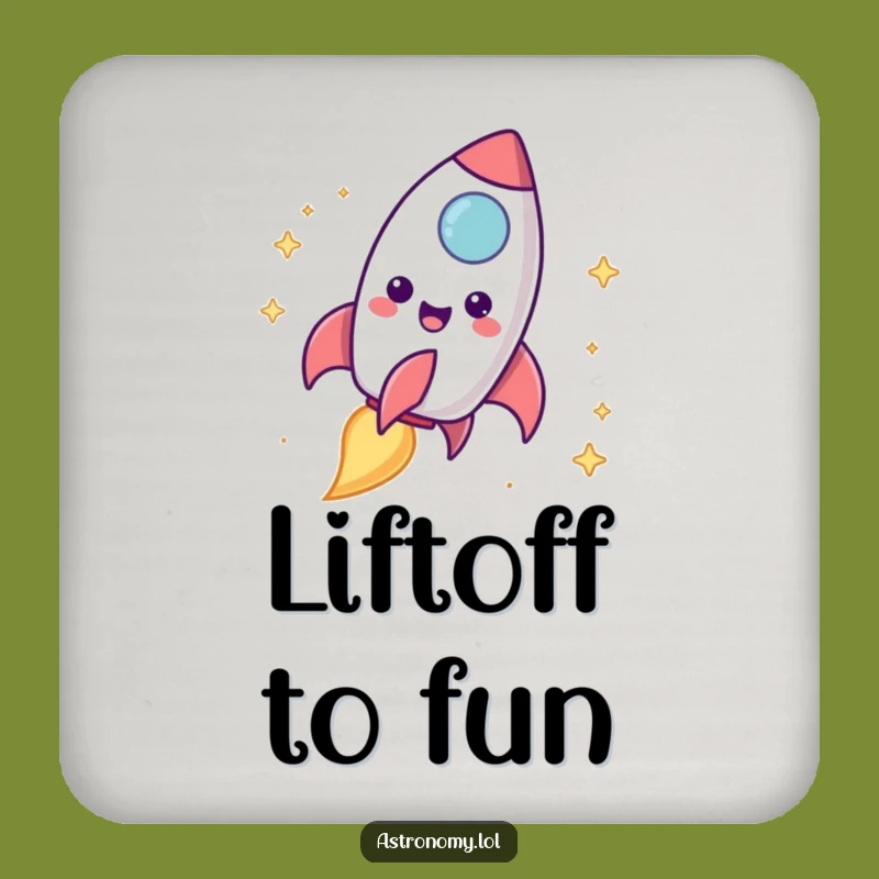 Funny Rocket Ship Drink Coaster: Blasting Off Decor, Perfect Gift